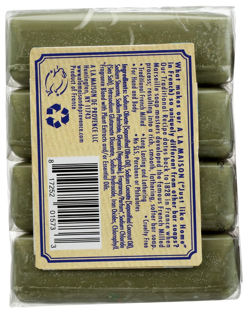 A LA MAISON Lavender Rosemary Olive Oil Bar Soap - Triple French Milled Natural Moisturizing Hand Soap Bar (4 Bars, 3.5 oz Each) Avelisse