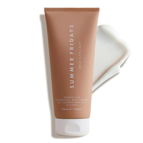 Summer Fridays Summer Silk Nourishing Body Lotion – Hydrating Body Lotion with Hyaluronic Acid, Shea Butter, Grapeseed Oil, and Cocoa Butter – Non-Greasy Moisturizer for Dry Skin (6.7 Fl Oz) Avelisse