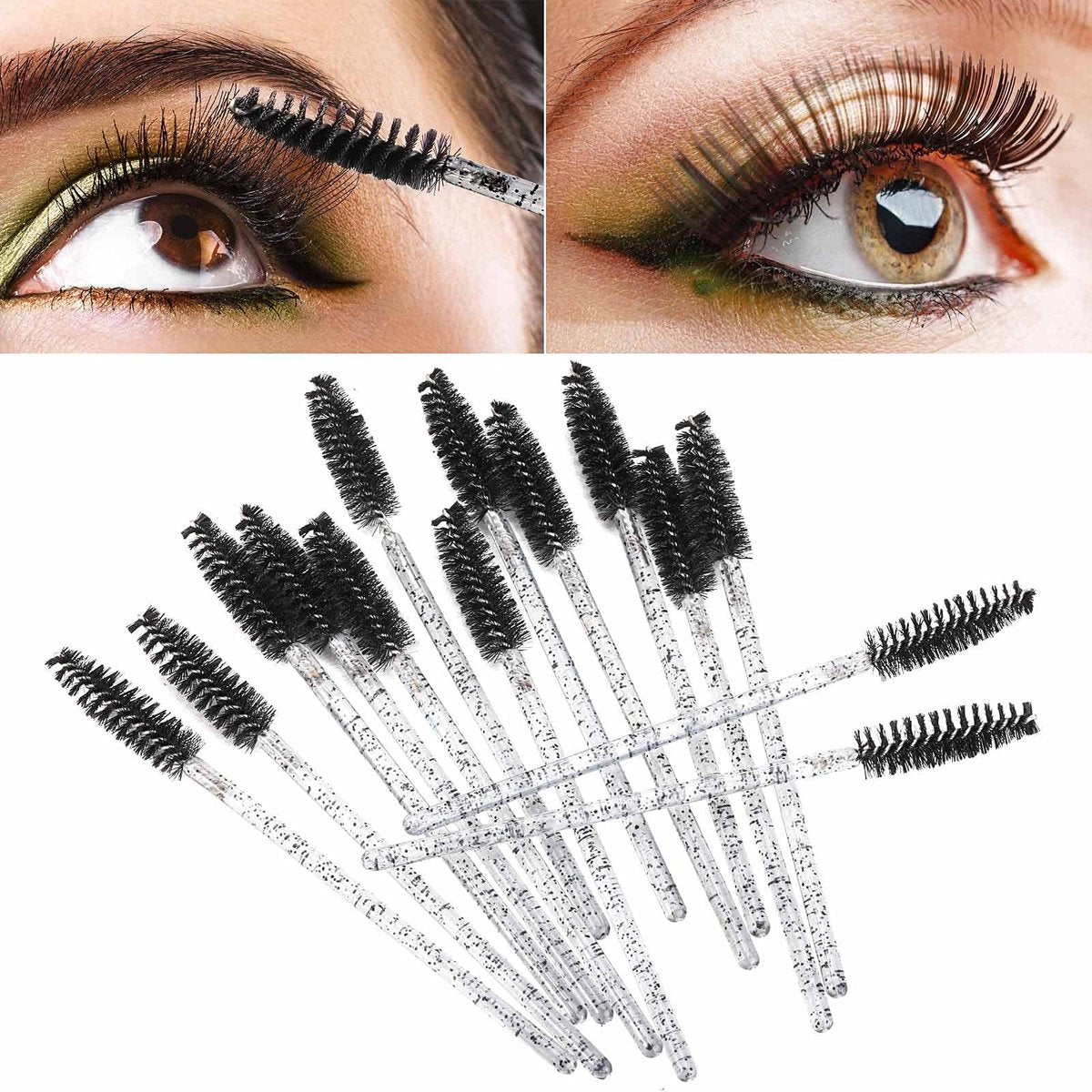 200 Disposable Mascara Wands Spoolies - Pink & Black Eyelash Brushes for Salon, Spa & Personal Use - görsel 5