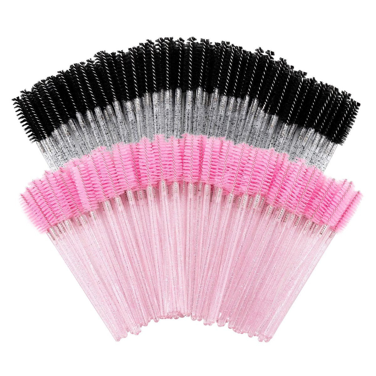 200 Disposable Mascara Wands Spoolies - Pink & Black Eyelash Brushes for Salon, Spa & Personal Use - görsel 1