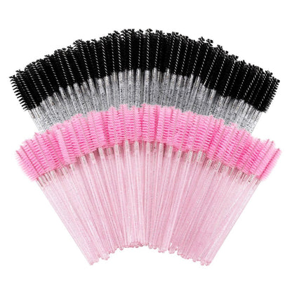 200 Disposable Mascara Wands Spoolies - Pink & Black Eyelash Brushes for Salon, Spa & Personal Use