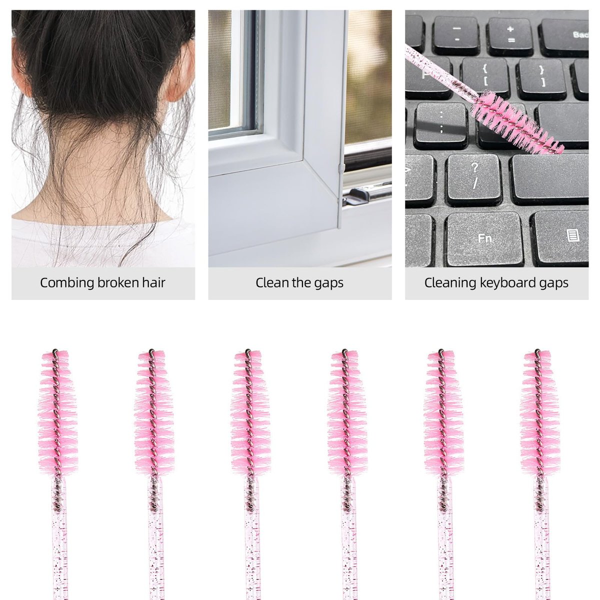 200 Disposable Mascara Wands Spoolies - Pink & Black Eyelash Brushes for Salon, Spa & Personal Use - görsel 9