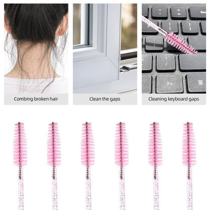 200 Disposable Mascara Wands Spoolies - Pink & Black Eyelash Brushes for Salon, Spa & Personal Use