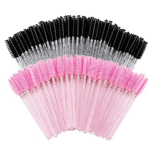 200 Disposable Mascara Wands Spoolies - Pink & Black Eyelash Brushes for Salon, Spa & Personal Use - görsel 2