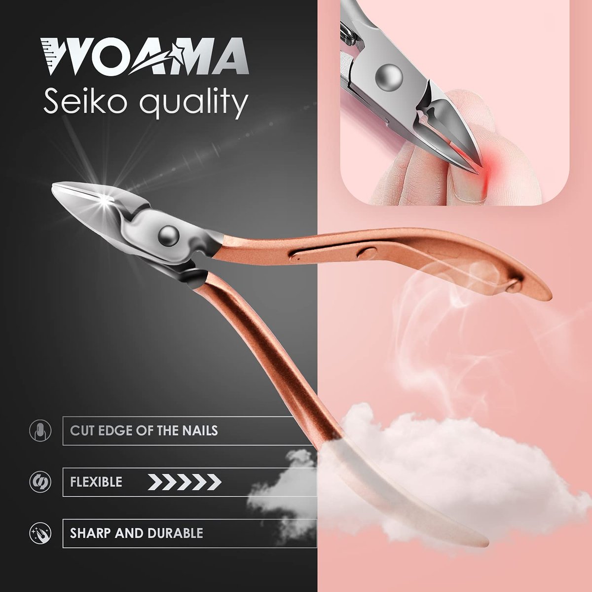 WOAMA 30-in-1 Professional Stainless Steel Manicure and Pedicure Kit for Women - Pink Avelisse
