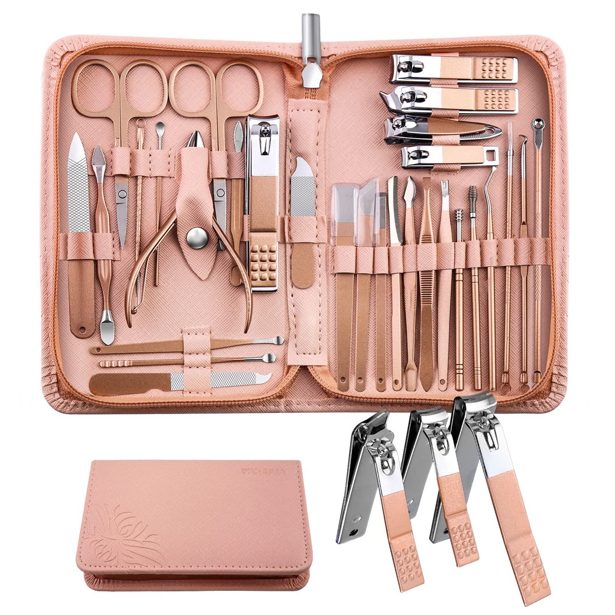 WOAMA 30-in-1 Professional Stainless Steel Manicure and Pedicure Kit for Women - Pink Avelisse