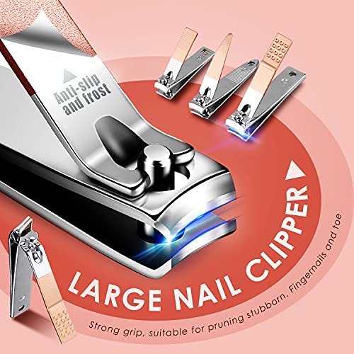 WOAMA 30-in-1 Professional Stainless Steel Manicure and Pedicure Kit for Women - Pink Avelisse