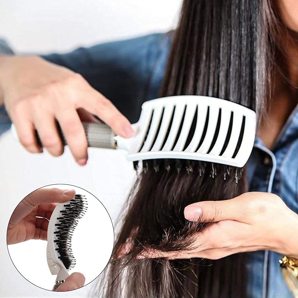 Aozzy Round Brush Set for Blow Drying - Boar Bristle Vented Curved Hair Brush with Thermal Ceramic & Ionic Tech for Frizz Reduction, Smooth & Shiny Hair Avelisse