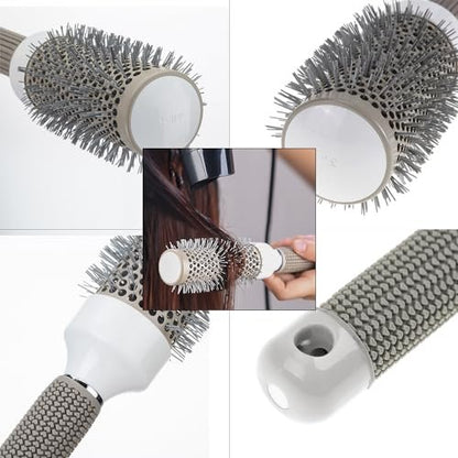 Aozzy Round Brush Set for Blow Drying - Boar Bristle Vented Curved Hair Brush with Thermal Ceramic & Ionic Tech for Frizz Reduction, Smooth & Shiny Hair Avelisse