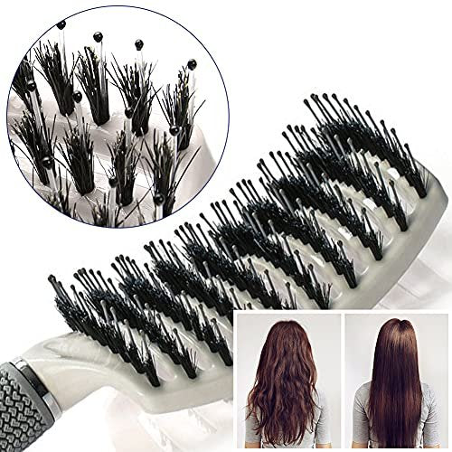 Aozzy Round Brush Set for Blow Drying - Boar Bristle Vented Curved Hair Brush with Thermal Ceramic & Ionic Tech for Frizz Reduction, Smooth & Shiny Hair Avelisse