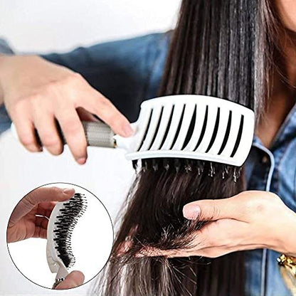 Aozzy Round Brush Set for Blow Drying - Boar Bristle Vented Curved Hair Brush with Thermal Ceramic & Ionic Tech for Frizz Reduction, Smooth & Shiny Hair Avelisse