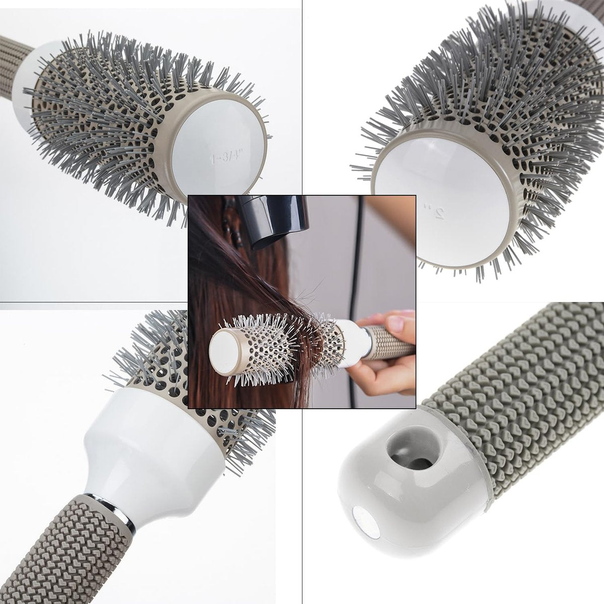 Aozzy Round Brush Set for Blow Drying - Boar Bristle Vented Curved Hair Brush with Thermal Ceramic & Ionic Tech for Frizz Reduction, Smooth & Shiny Hair Avelisse