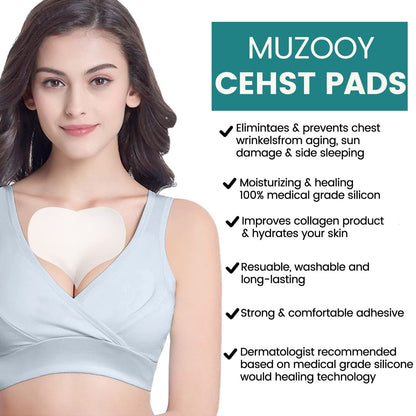 Muzooy 4 Pack Chest Wrinkle Pads - Reusable Medical Grade Silicone Décolleté Anti Wrinkle Patches for Overnight Treatment Avelisse