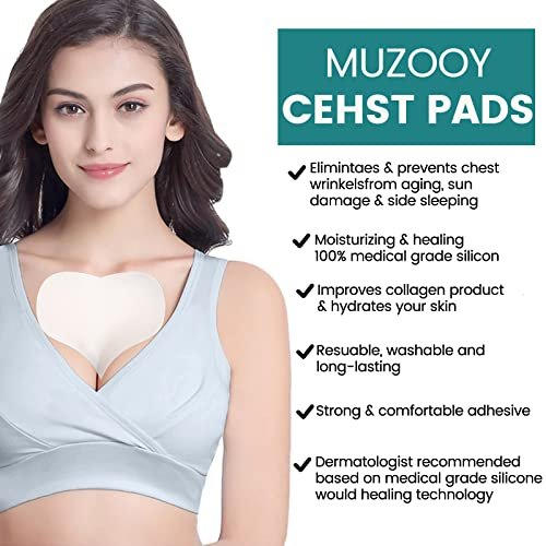 Muzooy 4 Pack Chest Wrinkle Pads - Reusable Medical Grade Silicone Décolleté Anti Wrinkle Patches for Overnight Treatment Avelisse