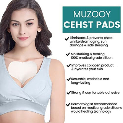 Muzooy 4 Pack Chest Wrinkle Pads - Reusable Medical Grade Silicone Décolleté Anti Wrinkle Patches for Overnight Treatment Avelisse