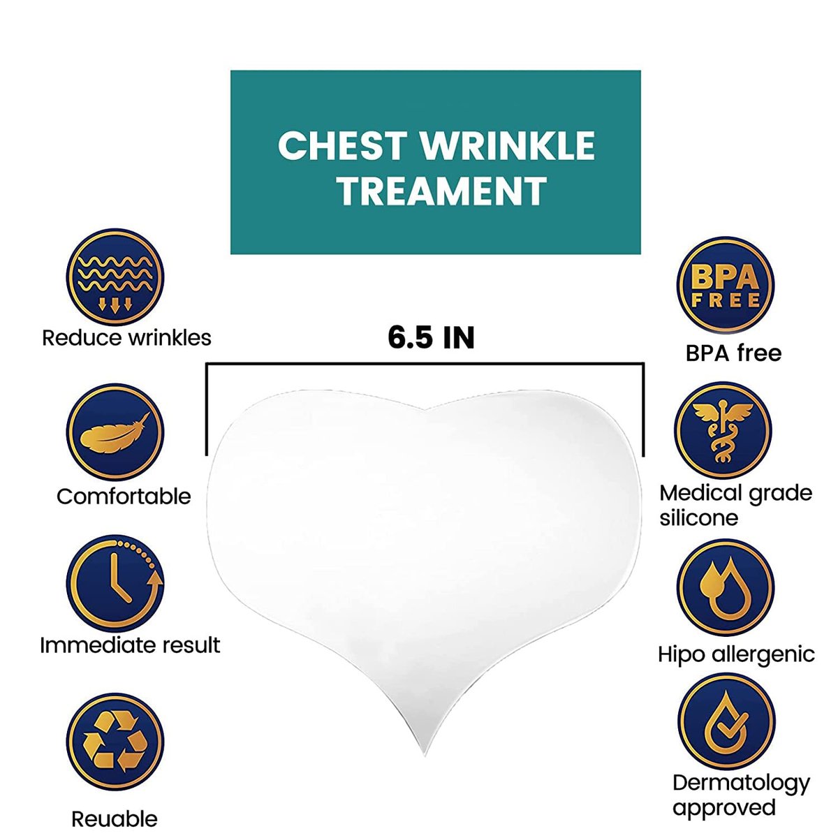 Muzooy 4 Pack Chest Wrinkle Pads - Reusable Medical Grade Silicone Décolleté Anti Wrinkle Patches for Overnight Treatment Avelisse