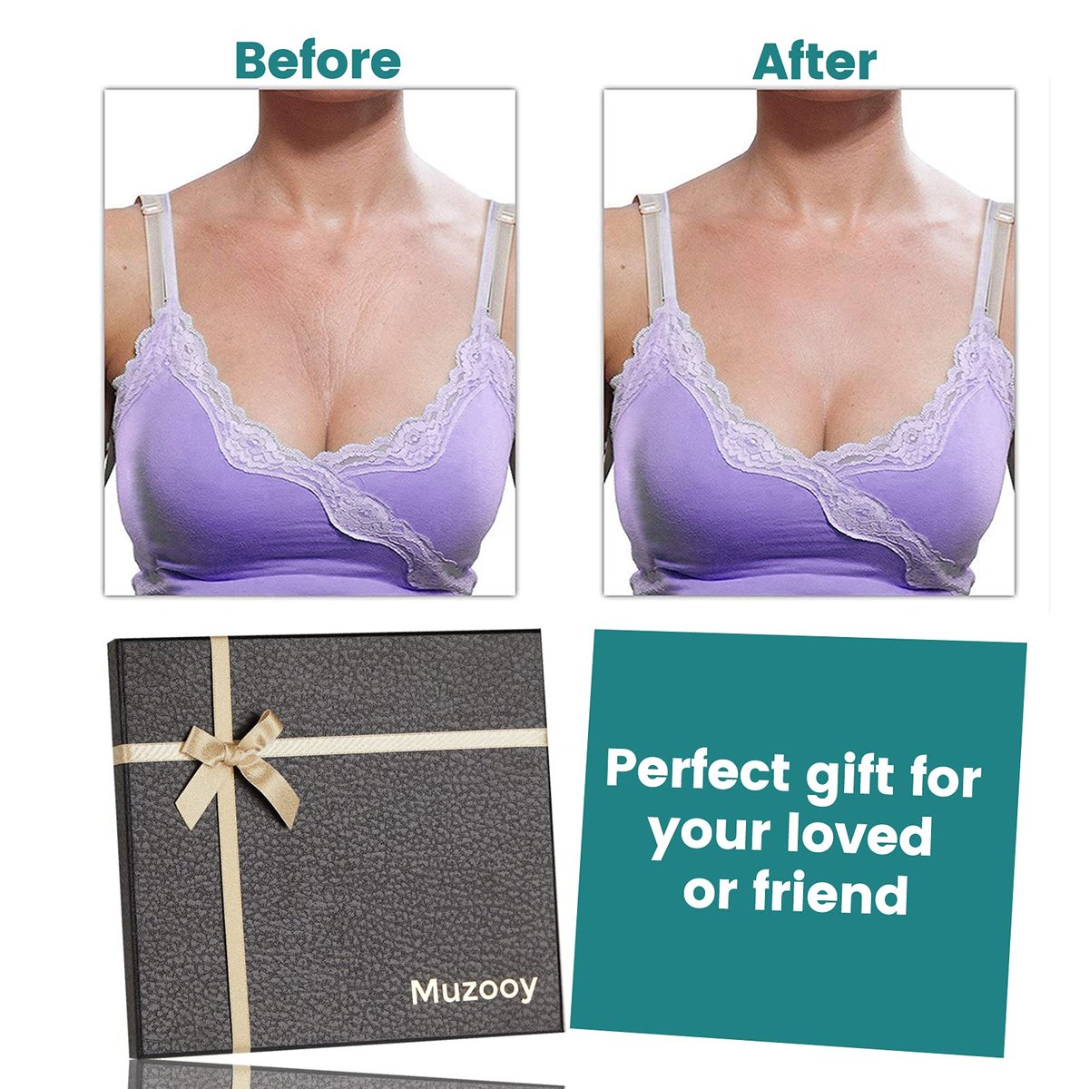 Muzooy 4 Pack Chest Wrinkle Pads - Reusable Medical Grade Silicone Décolleté Anti Wrinkle Patches for Overnight Treatment Avelisse