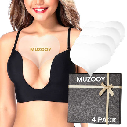 Muzooy 4 Pack Chest Wrinkle Pads - Reusable Medical Grade Silicone Décolleté Anti Wrinkle Patches for Overnight Treatment Avelisse
