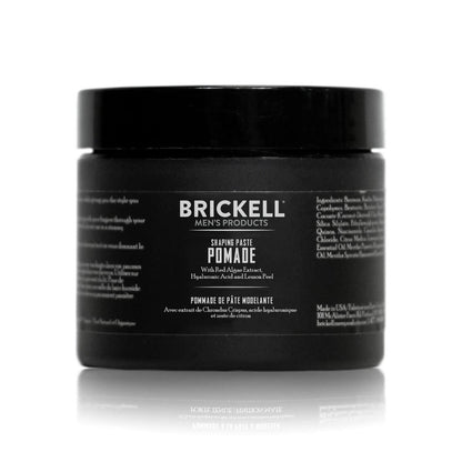 Brickell Men's Products Shaping Paste Pomade - Natural Texturizing Wax Pomade for Men, 2 oz