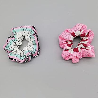 4 Pcs Anime Hair Scrunchies - Elastic Ponytail Holders for Adults, Cosplay Hair Ties
