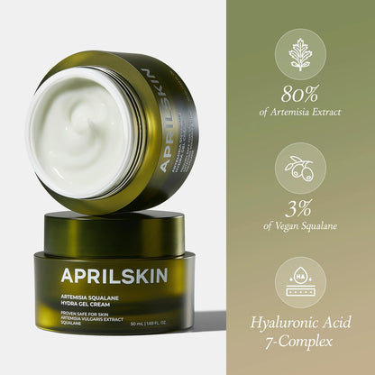 APRILSKIN Artemisia Squalane Hydra Gel Cream - Soothing Moisturizer for Dry, Sensitive & Acne-Prone Skin - Vegan, Cruelty-Free, Low pH, 50 ml Avelisse