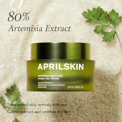 APRILSKIN Artemisia Squalane Hydra Gel Cream - Soothing Moisturizer for Dry, Sensitive & Acne-Prone Skin - Vegan, Cruelty-Free, Low pH, 50 ml Avelisse