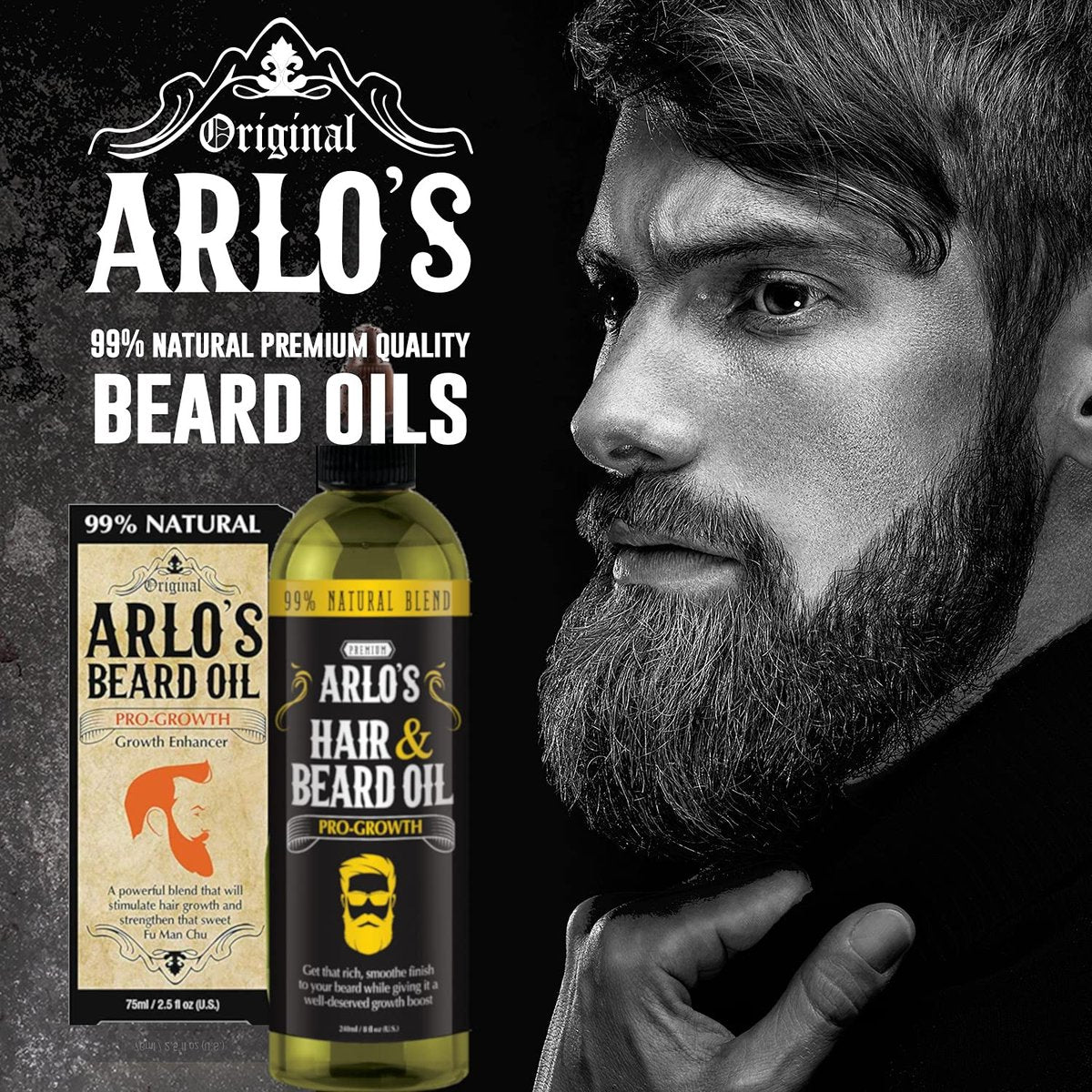 Arlo's Pro-Growth Hair and Beard Oil 8 oz - Stimulating Blend for Fuller Beard and Hair - görsel 9