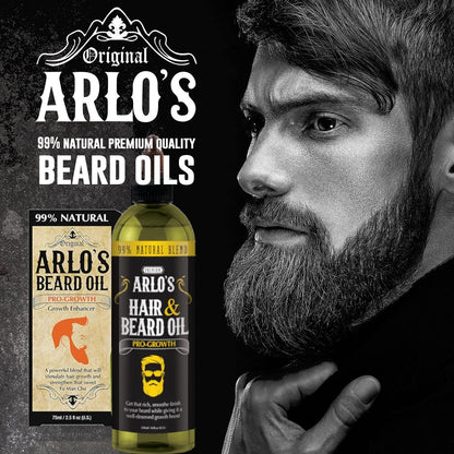 Arlo's Pro-Growth Hair and Beard Oil 8 oz - Stimulating Blend for Fuller Beard and Hair