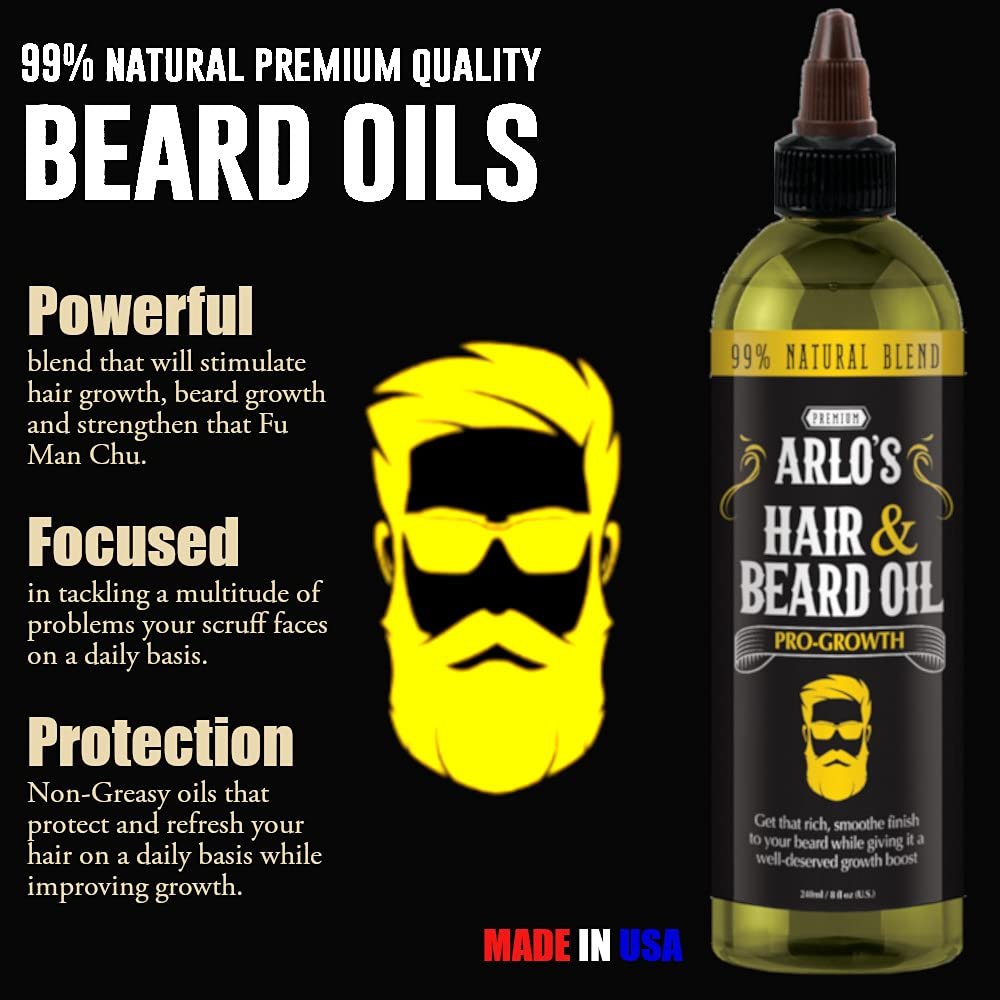 Arlo's Pro-Growth Hair and Beard Oil 8 oz - Stimulating Blend for Fuller Beard and Hair - görsel 3