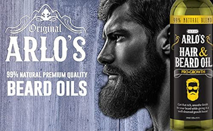 Arlo's Pro-Growth Hair and Beard Oil 8 oz - Stimulating Blend for Fuller Beard and Hair