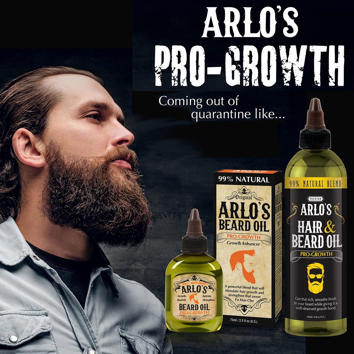 Arlo's Pro-Growth Hair and Beard Oil 8 oz - Stimulating Blend for Fuller Beard and Hair - görsel 7