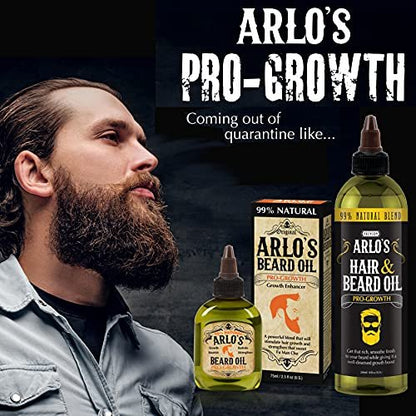 Arlo's Pro-Growth Hair and Beard Oil 8 oz - Stimulating Blend for Fuller Beard and Hair