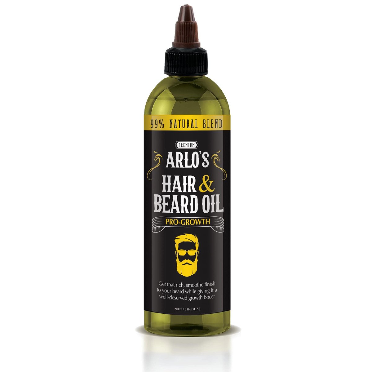 Arlo's Pro-Growth Hair and Beard Oil 8 oz - Stimulating Blend for Fuller Beard and Hair - görsel 1