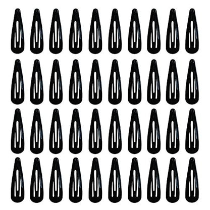 40 Pieces 2 Inch Black Metal Snap Hair Clips – Non-Slip Hair Barrettes for Women, Girls, Kids, and Toddlers