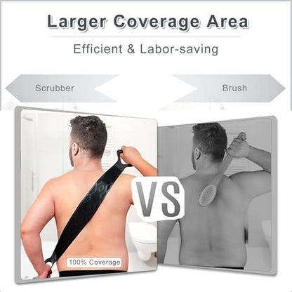 FREATECH Silicone Back Scrubber for Shower - 36" Dual-Sided Back Washer Exfoliator Strap for Men and Women - Easy to Clean, Black Avelisse
