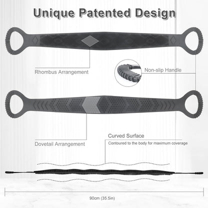 FREATECH Silicone Back Scrubber for Shower - 36" Dual-Sided Back Washer Exfoliator Strap for Men and Women - Easy to Clean, Black Avelisse