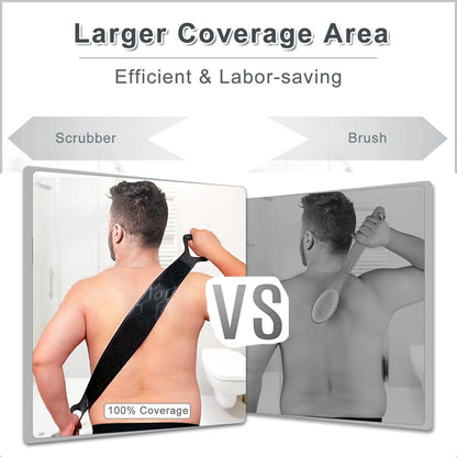 FREATECH Silicone Back Scrubber for Shower - 36" Dual-Sided Back Washer Exfoliator Strap for Men and Women - Easy to Clean, Black Avelisse