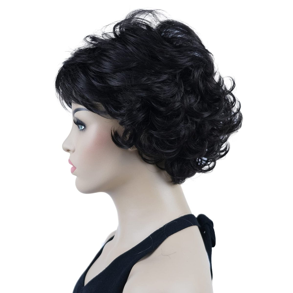 Lydell 8" Short Curly Women Wigs – Soft Shaggy Layered Classic Cap Full Synthetic Wig (Dark Brown) - görsel 7