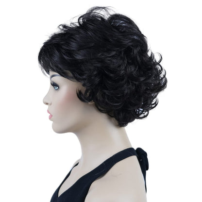 Lydell 8" Short Curly Women Wigs – Soft Shaggy Layered Classic Cap Full Synthetic Wig (Dark Brown)