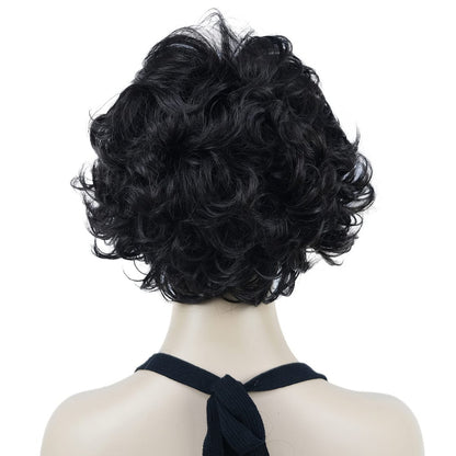 Lydell 8" Short Curly Women Wigs – Soft Shaggy Layered Classic Cap Full Synthetic Wig (Dark Brown)