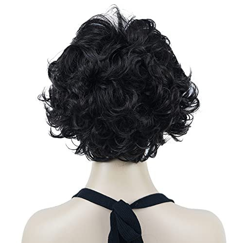 Lydell 8" Short Curly Women Wigs – Soft Shaggy Layered Classic Cap Full Synthetic Wig (Dark Brown) - görsel 12