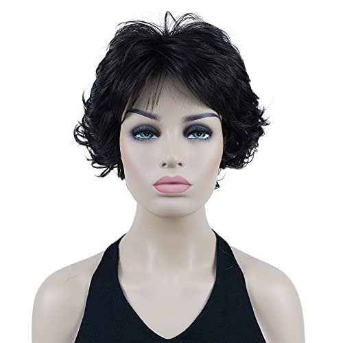 Lydell 8" Short Curly Women Wigs – Soft Shaggy Layered Classic Cap Full Synthetic Wig (Dark Brown) - görsel 2