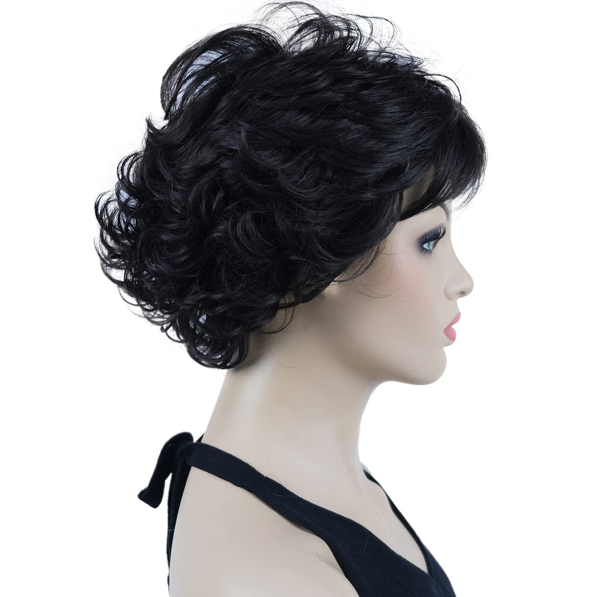 Lydell 8" Short Curly Women Wigs – Soft Shaggy Layered Classic Cap Full Synthetic Wig (Dark Brown) - görsel 9