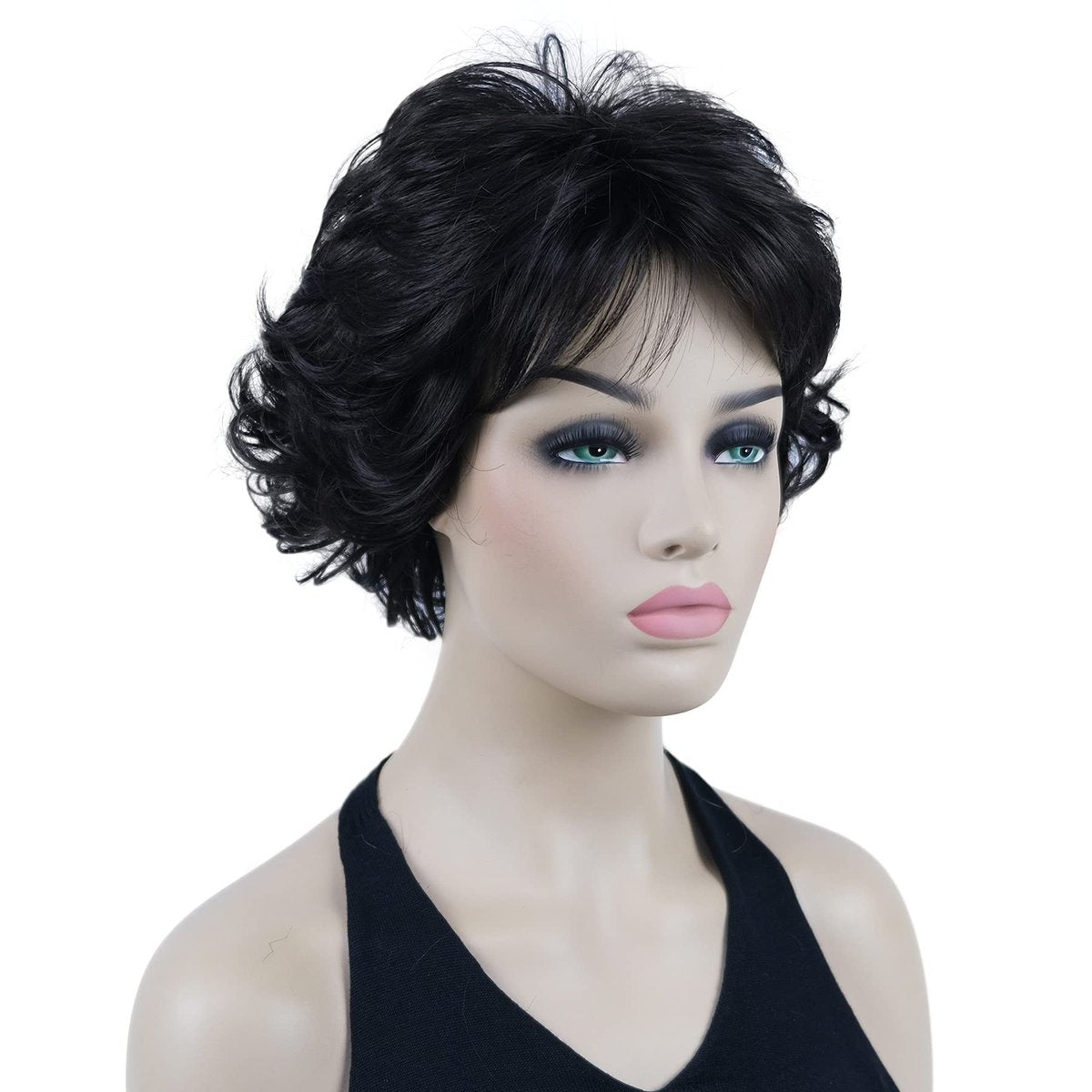 Lydell 8" Short Curly Women Wigs – Soft Shaggy Layered Classic Cap Full Synthetic Wig (Dark Brown) - görsel 3