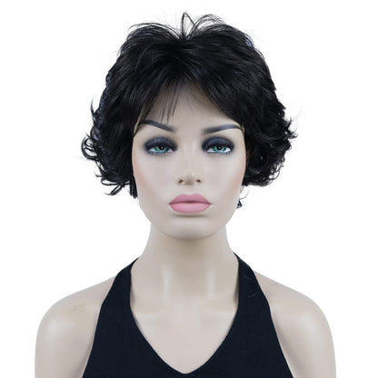 Lydell 8" Short Curly Women Wigs – Soft Shaggy Layered Classic Cap Full Synthetic Wig (Dark Brown)