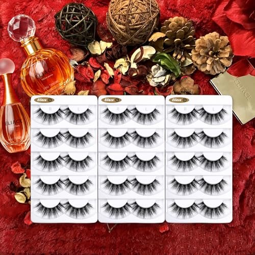 Eliace 15 Pairs Natural Look False Eyelashes – 14mm Cat Eye Wispy Strips, Faux Mink Fluffy Volume Lashes for Everyday Wear - görsel 7