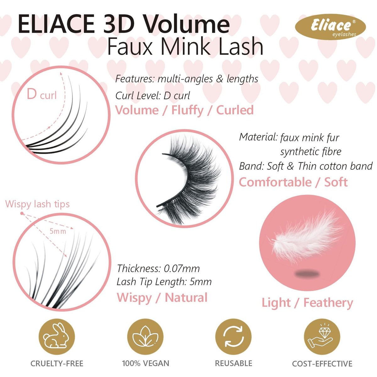 Eliace 15 Pairs Natural Look False Eyelashes – 14mm Cat Eye Wispy Strips, Faux Mink Fluffy Volume Lashes for Everyday Wear - görsel 16