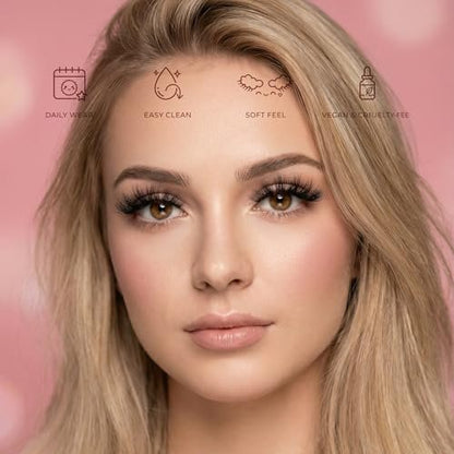 Eliace 15 Pairs Natural Look False Eyelashes – 14mm Cat Eye Wispy Strips, Faux Mink Fluffy Volume Lashes for Everyday Wear