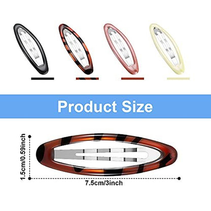 16 Pieces 2.8 Inch Large Hair Clip Barrettes for Women - Big Oval Water Drop Shape Metal Stoving Varnish No Slip Hair Barrettes (Adorable Color)
