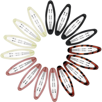 16 Pieces 2.8 Inch Large Hair Clip Barrettes for Women - Big Oval Water Drop Shape Metal Stoving Varnish No Slip Hair Barrettes (Adorable Color)